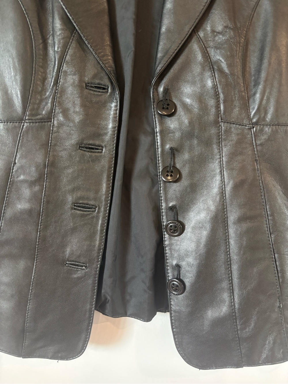 Classic Black Genuine Leather Women's Blazer Jacket - Picture 7 of 10